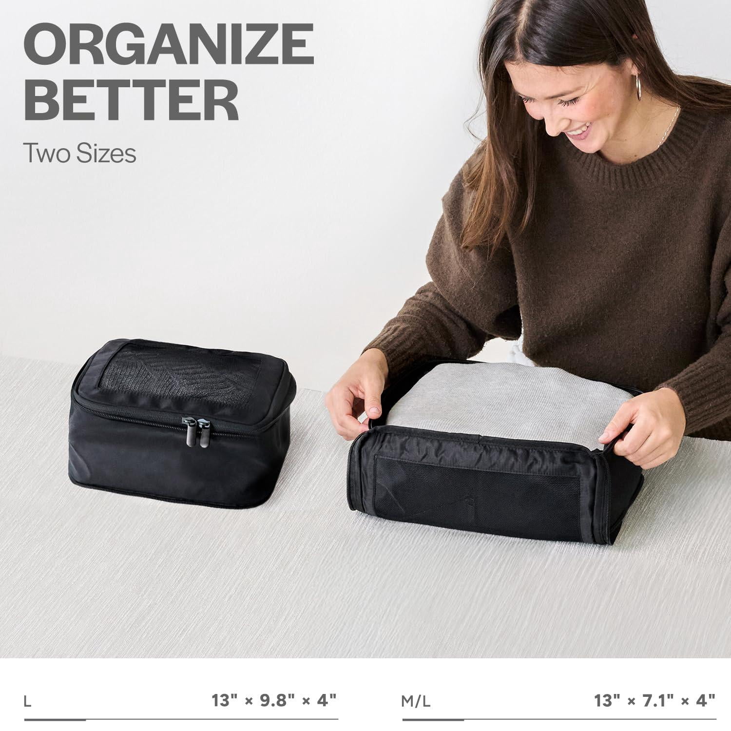 Black 2-Pack Travel Packing Cubes Luggage Organizer Bags