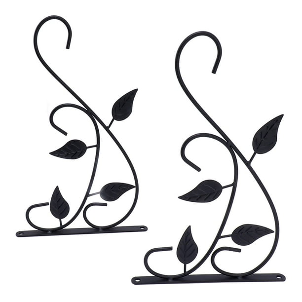 Ganchos para cesta colgante, 2 piezas, soporte para cesta colgante, resistente, resistente al óxido, duradero, arte del hierro, ganchos para colgar maceteros al aire libre (negro)