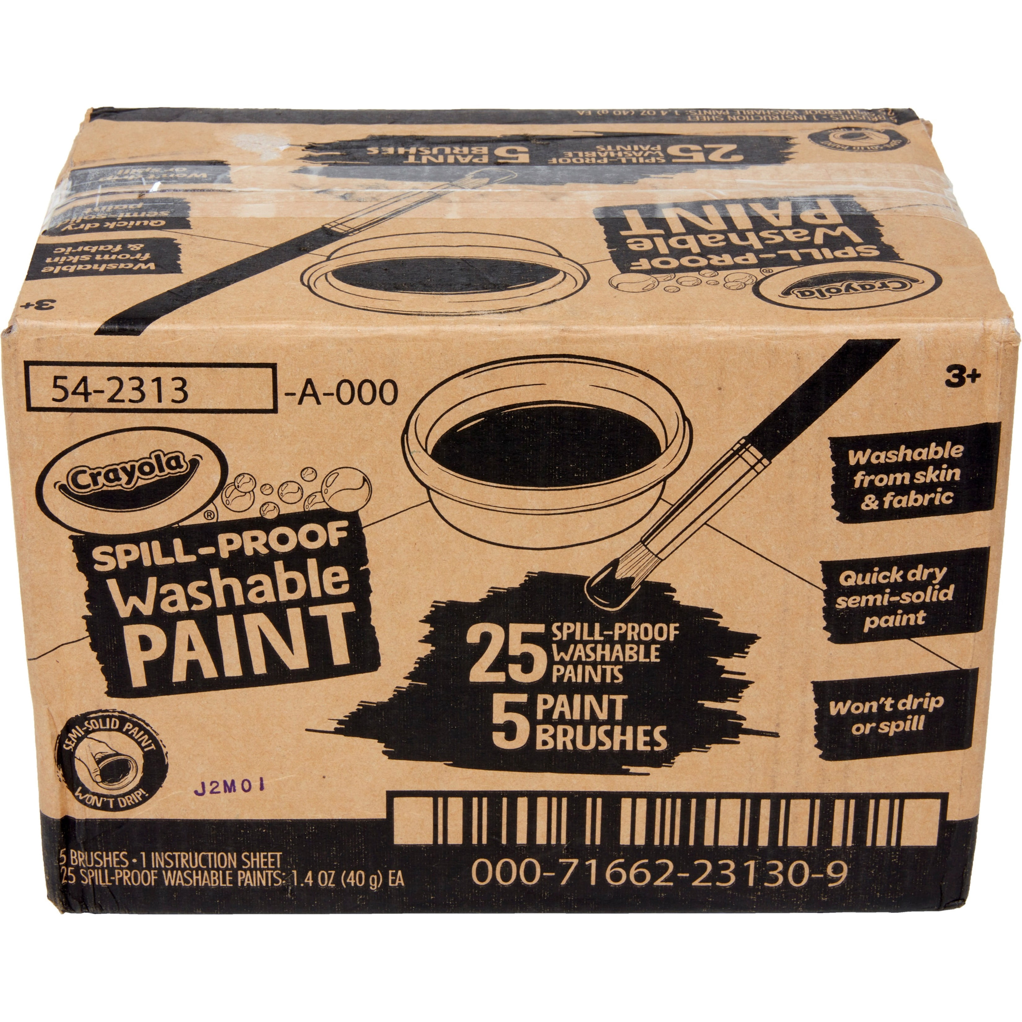 Crayola Spill Proof Washable Paints, 40mg, Assorted, 25 Jars