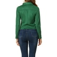 thumbnail image 4 of INSPIRE CHIC Women's Motorcycle Jacket Faux Suede Solid Color Asymmetric Zipper Jacket S Green, 4 of 7