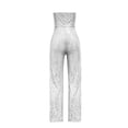 thumbnail image 4 of OSOLU Solid Color Women Sleeveless Strapless Sequined Jumpsuit Classic Women Tops Dressy Casual, 4 of 6