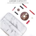 thumbnail image 3 of Bolsa de cosméticos de 3 piezas, bolsa de cosméticos de viaje portátil, bolsa de almacenamiento impermeable, bolsa de cosméticos de mármol con cremallera dorada multifuncional para mujer, 3 of 8
