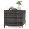thumbnail image 4 of Kepooman Outdoor PE Wicker Side Table with Storage, Patio Rattan End Table Square Container for Furniture Covers, Toys and Gardening Tools, Brown, 4 of 16