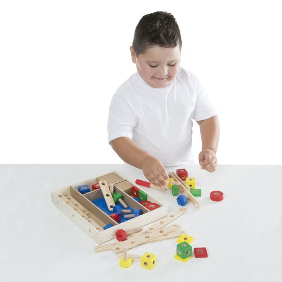 melissa & doug wooden construction building set in a box