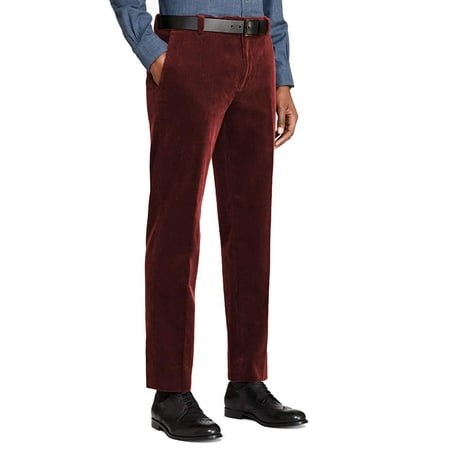 New Brooks Brothers Mens Clark Fit Stretch Corduroy Pants Deep Red,33x30, 12153-1