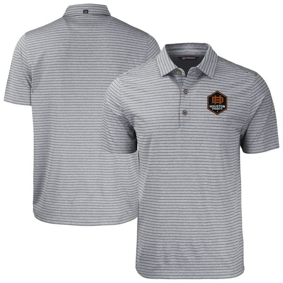 Men's Cutter & Buck Heather Gray Houston Dynamo FC Forge Eco Stripe Stretch Recycled Tri-Blend Polo