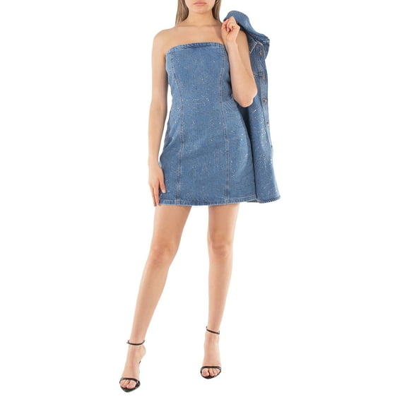 Rotate Rhinestone Denim Dress, Brand Size 34 ( US Size 0 )