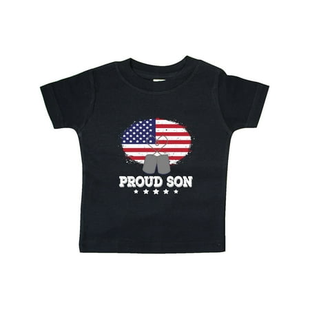 

Inktastic Military Proud Son US Flag Gift Baby Boy or Baby Girl T-Shirt