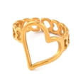 thumbnail image 2 of 6pcs Ion Plating(IP) 304 Stainless Steel Hollow Heart Open Cuff Finger Rings for Women Golden 19mm Size 7(17.3mm), 2 of 3