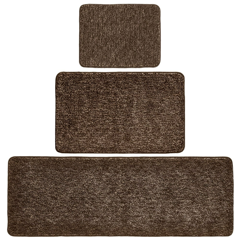 mDesign Polyester Spa Rug for Bathroom, Varied Sizes, Set of 3