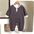 thumbnail image 2 of HAiming Baby Boys Girls Striped Jumpsuit Long Sleeve Button Loose Casual Trendy Snowsuit Fall Winter Outdoors Clothes, 2 of 5