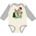 thumbnail image 3 of Inktastic Santa is Promoting Me to Big Sister Green Plaid Tree Girls Long Sleeve Baby Bodysuit, 3 of 5