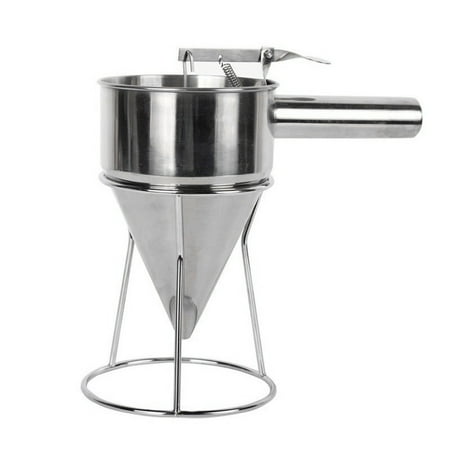 

Pancake Batter Dispenser Stainless Steel Funnel Cake Dispenser with Stand for Cupcake Waffle Batter Funnel Pancake Maker