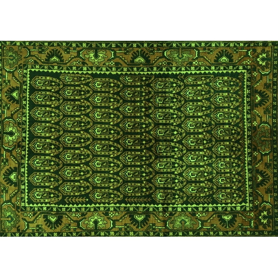 Ahgly Company Indoor Rectangle Persian Green Traditional Area Rugs, 5' x 7'