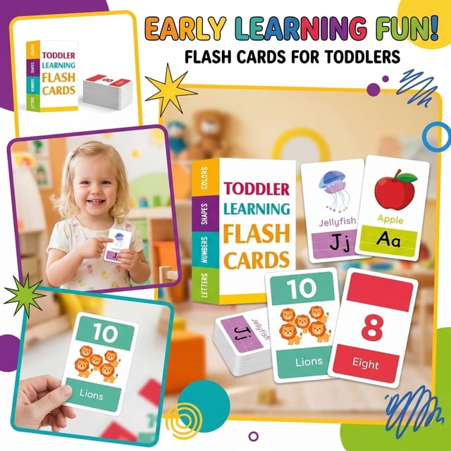 NAOJIE Educational Flash Cards Set,Sight Word Flash Cards,Colors & Shapes Flash Cards,Numbers & Letters Flash Cards,Preschool Learning Activities