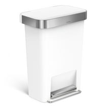 simplehuman 12 gal Plastic Rectangular Kitchen Trash Can with Liner Pocket, White