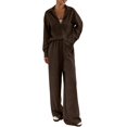 thumbnail image 4 of Pajamas for Women Set Fall Fashion Must Have Womens Pajama Sets V Neck Fitness Pj Set Long Sleeve Shirts Matching Pjs for Couples Coffee, 4 of 8