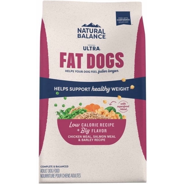 Natural Balance Fat Dogs Chicken & Salmon Formula Low Calorie Dry Dog Food, 10.9-kg bag