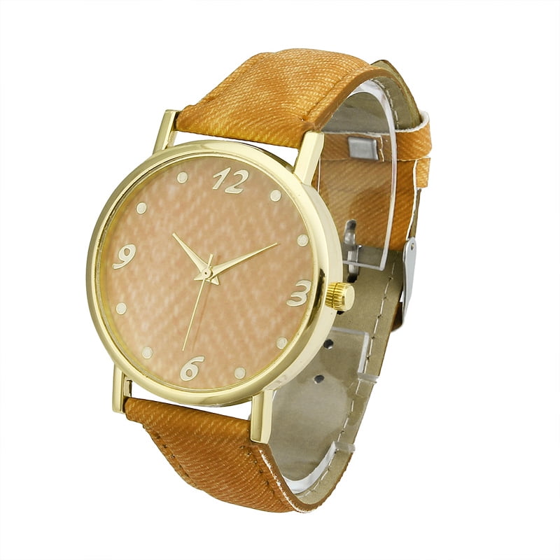 Women Men Denim Cloth Strap Bracelet Wrist Watch Unisex Analog Quartz