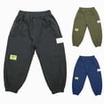 thumbnail image 4 of Gibobby Boys Pants Boys Cargo Pants School Chino Pants 2T 3T 4T 5T 6T 7T Kids Drawstring Elastic Waist Pull On Jogger Pants With Pockets Toddler Boys Winter Pants(7-8 Years,Black), 4 of 5