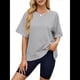 thumbnail image 2 of Camisetas de Gran Tamaño para Mujer, Cuello Redondo, Corta, Blusas Casuales de Verano, Blusas Holgadas de Corte Alto Gris XXL, 2 of 10