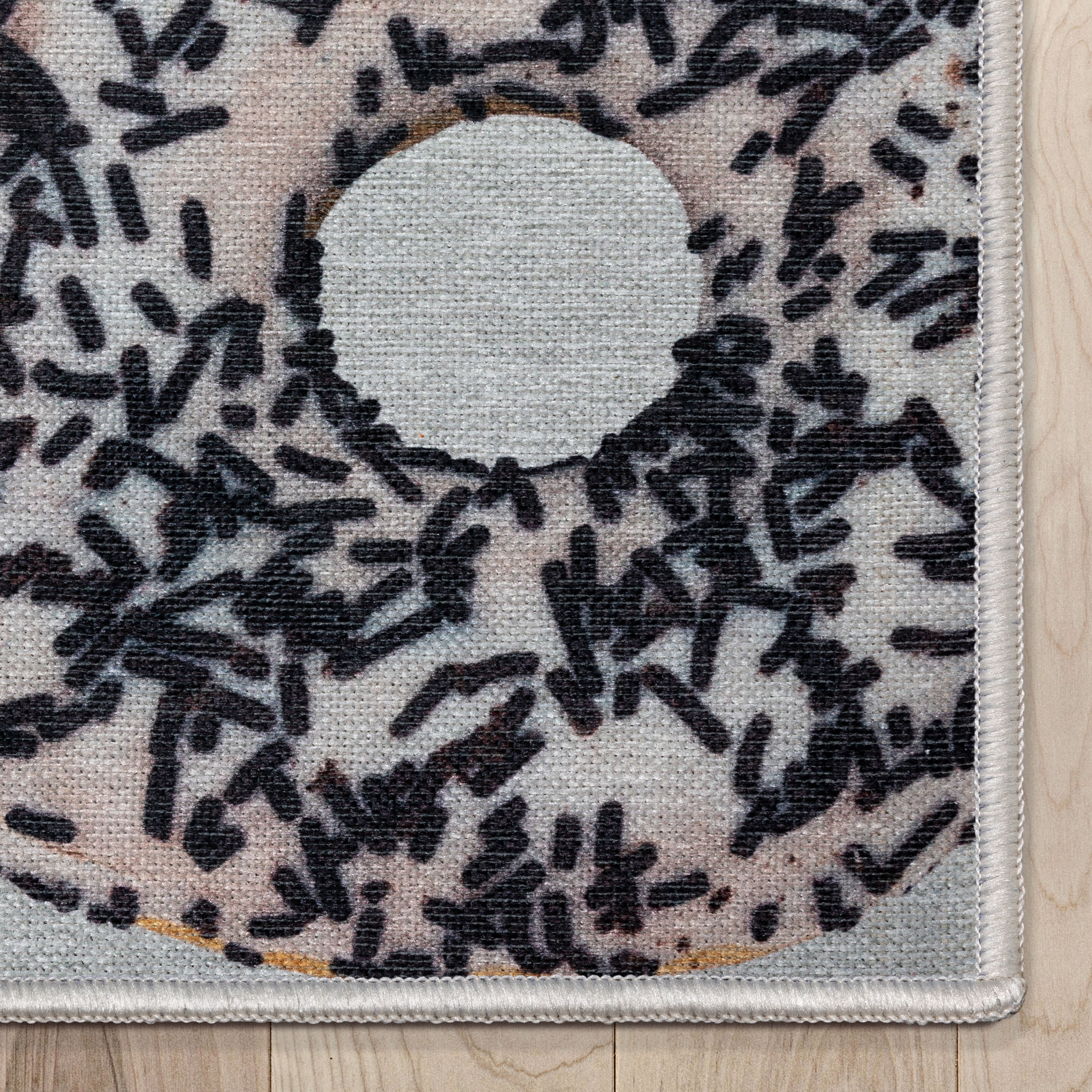 Well Woven Apollo Multi White Sprinkles Donut Modern Kids Ivory Black 3'3" x 5' Easy Clean Area Rug
