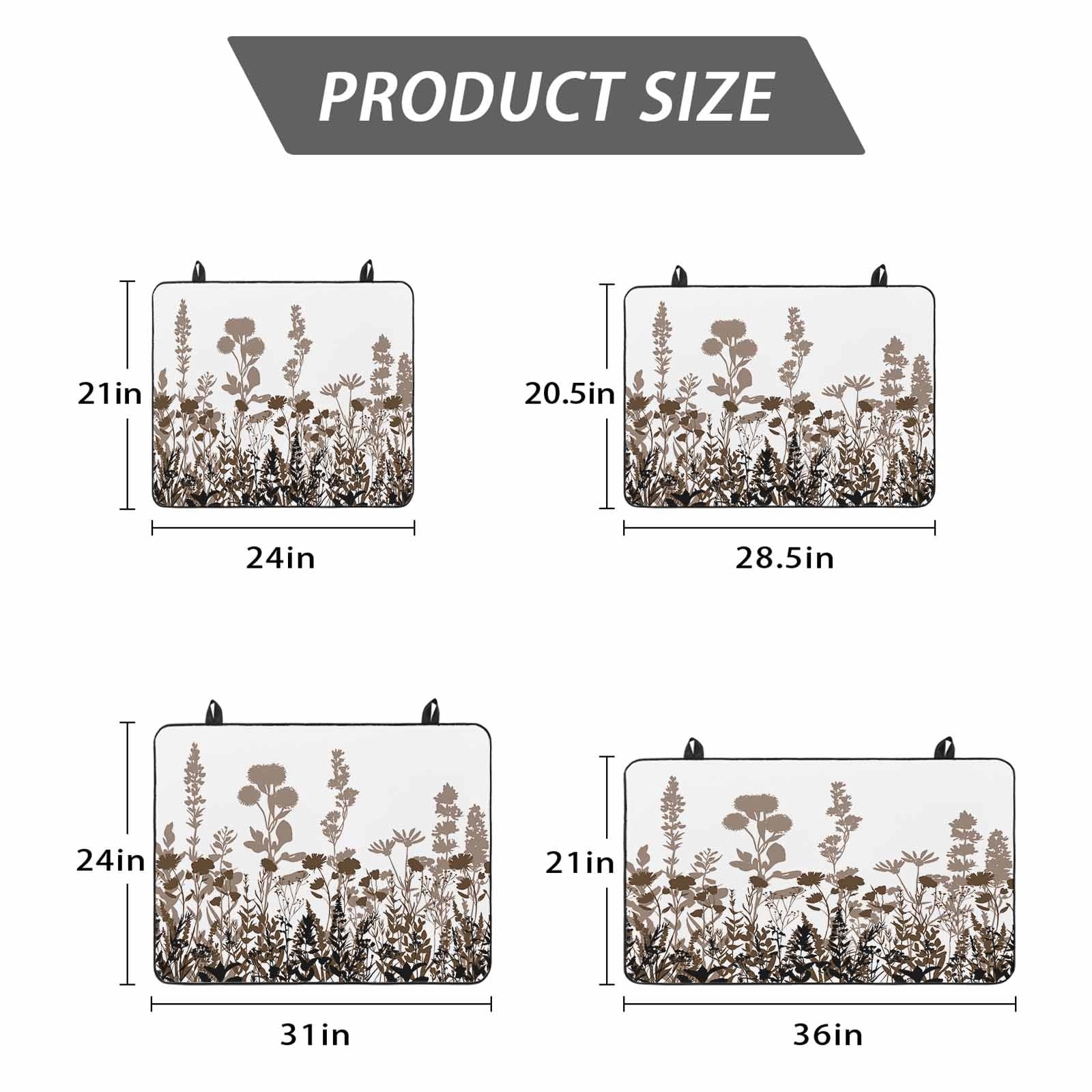 Brown Flowers Stove Top Cover for Electric Stove, Heat-proof & Non Slip Glass Top Stove Cover Protector, Vintage Country Spring Wild Floral Herbs Kitchen Flat Cooktop Rubber Mat 36x21 Inches