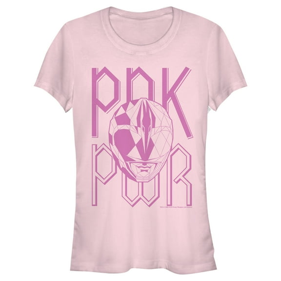 Junior's Power Rangers Power Text  Graphic Tee Light Pink X Large