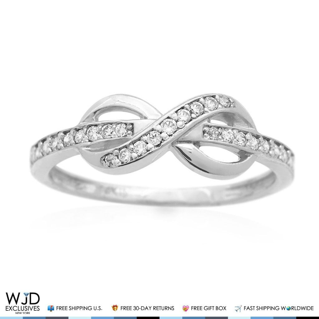 14K White Gold 0.40Ct Diamond Infinity Friendship Love Promise Ring ...