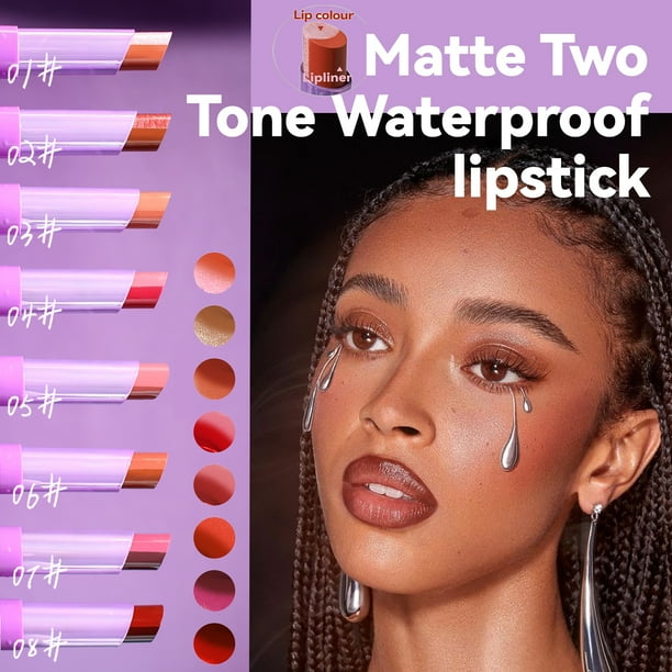 BEUKING Pink Lip Gloss Two Tone Matte Lipstick, Long Lasting