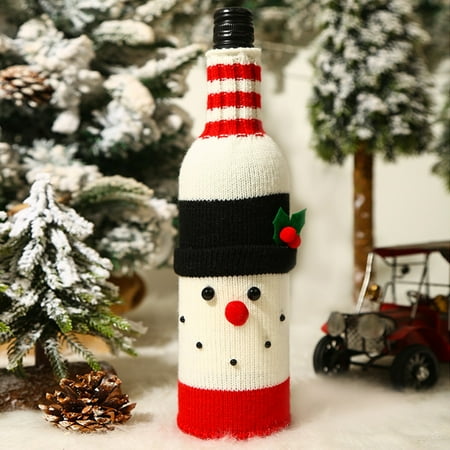 

Christmas Wine Bottle Cover Christmas Theme Gifts Handmade Wine Bottle Party Decoration Snowman