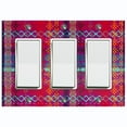 thumbnail image 1 of Metal Light Switch Plate Cover Ethnic Aztec Tribal Plaid Pattern Red SFR056, 1 of 13
