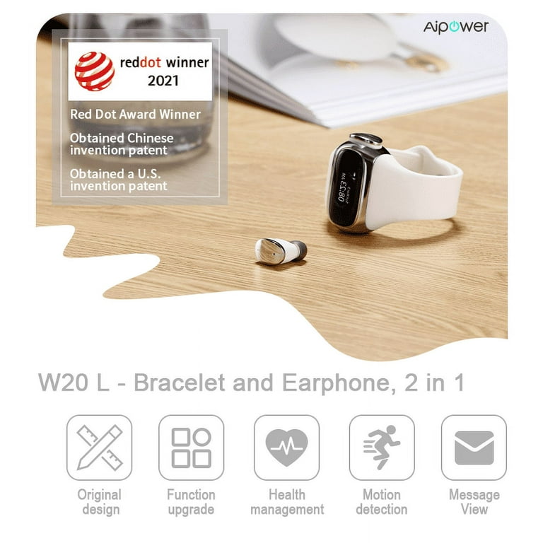 Aipower Wearbuds Smart Watch with Wireless Earbuds black