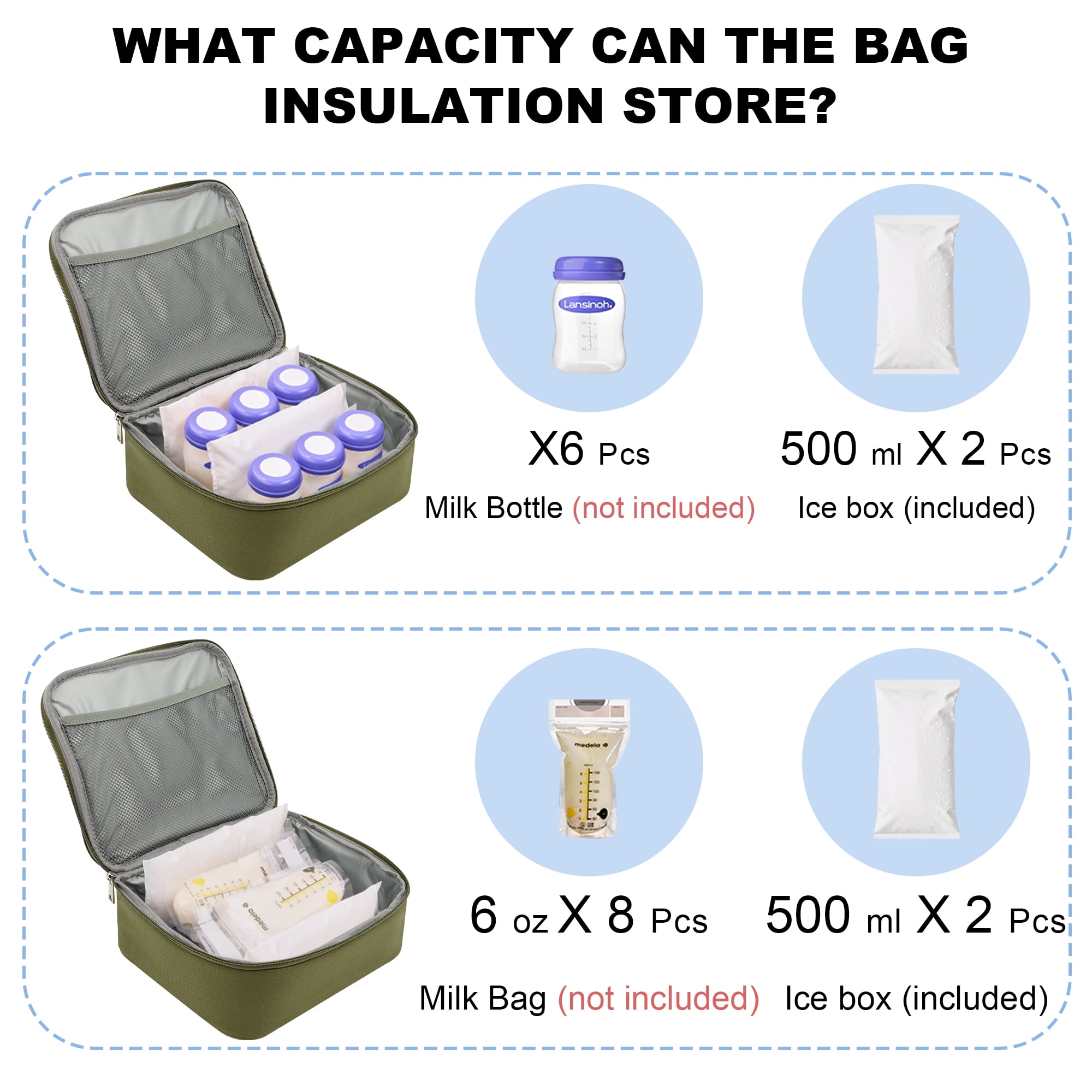 Breast Pump Bag, Wearable Breast  Pump Backpack with Pockets for Working Mom, Green
