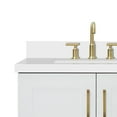 thumbnail image 4 of ARIEL 73" White Double Vanity, 1.5" Edge Pure White Quartz Countertop & Splash, Rectangular Sink, 4 Soft Closing Doors, 6 Full Extension Dovetail Drawers, Toe Kick, Satin Brass, 4 of 9