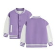 thumbnail image 2 of Generic Boys Girls Coat Autumn Winter New Children Plus Baseball Clothes Baby Cardigan Small Medium Thick Top Kids Casual Lightweight Plain Cardigan Button School Jackets (5-6 Years,Purple), 2 of 3