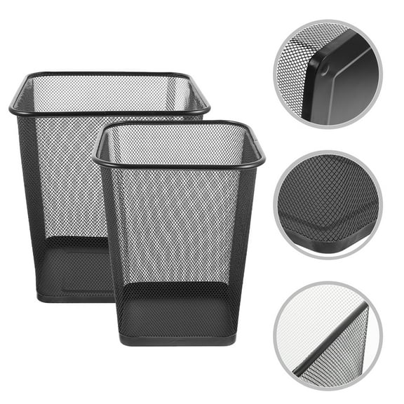 Tineasur Wire Mesh Waste Basket Trash Can Iron Garbage Collection for Office Workers Indoor 2pcs