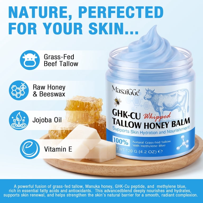 ghk-cu whipped tallow honey balm with methylene blue for Skin, Blue, Manuka Honey & Vitamin E for Dry, Dull & Sensitive Skin, 4.2 oz Cyanocobalamin (B12) Injection 1000 vials Size (mL):3mL
