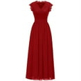 thumbnail image 4 of Summer Saving Wycnly Summer Dresses for Women Elegant Lace Patchwork Evening Party Pleated Swing Long Dresses 2024 Sleeveless V-Neck Solid Maxi Formal Dress Red XXL, 4 of 5