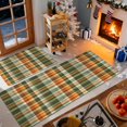 thumbnail image 2 of Green Orange Fall Plaid Kitchen Rugs Set of 2, Non Slip Rubber Backing Autumn Harvest Kitchen Mats, Farmhouse Seasonal Floor Runner, 2 of 8