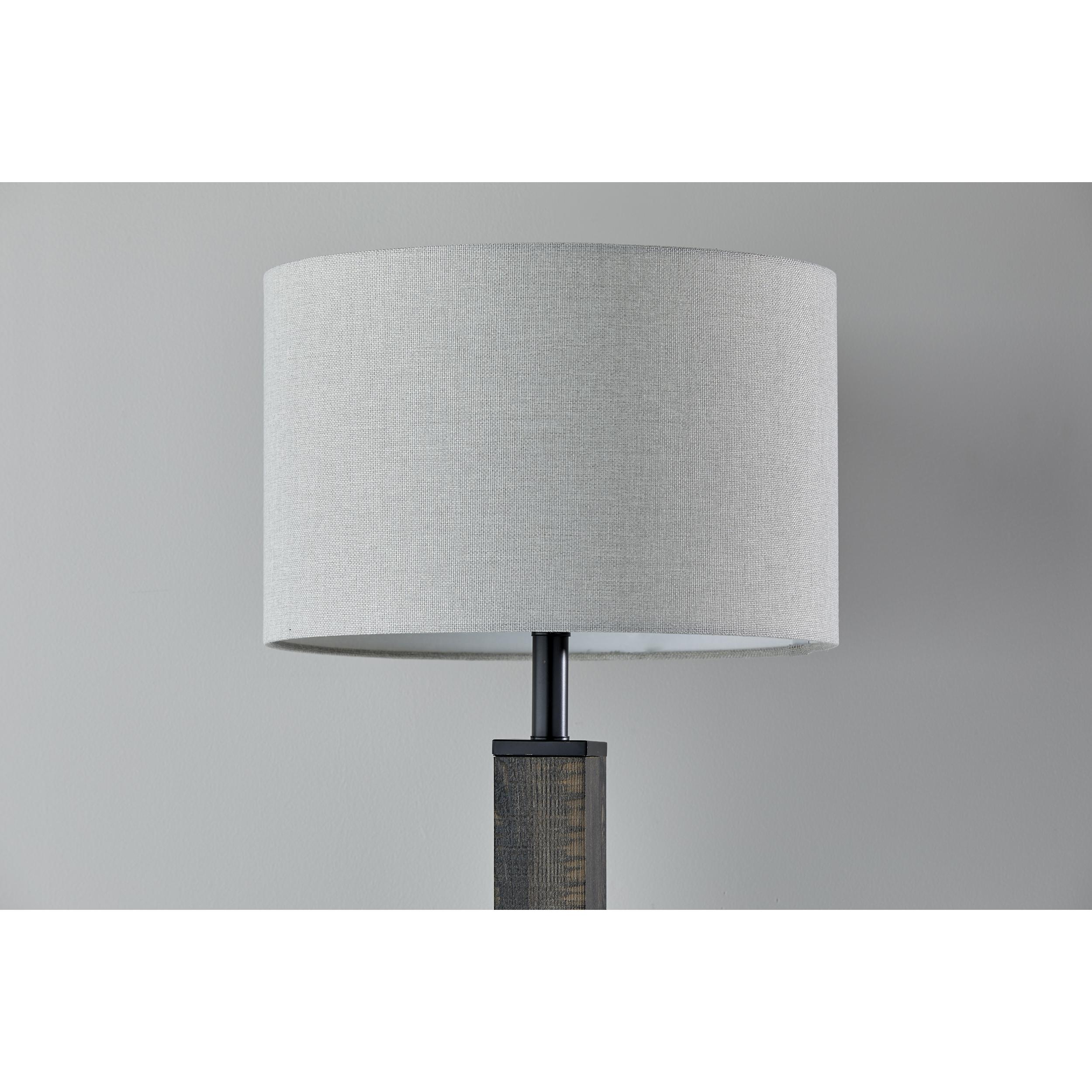 Adesso Kona Table Lamp, MDF with Black Washed Wood PVC Veneer and Black Metal Accents