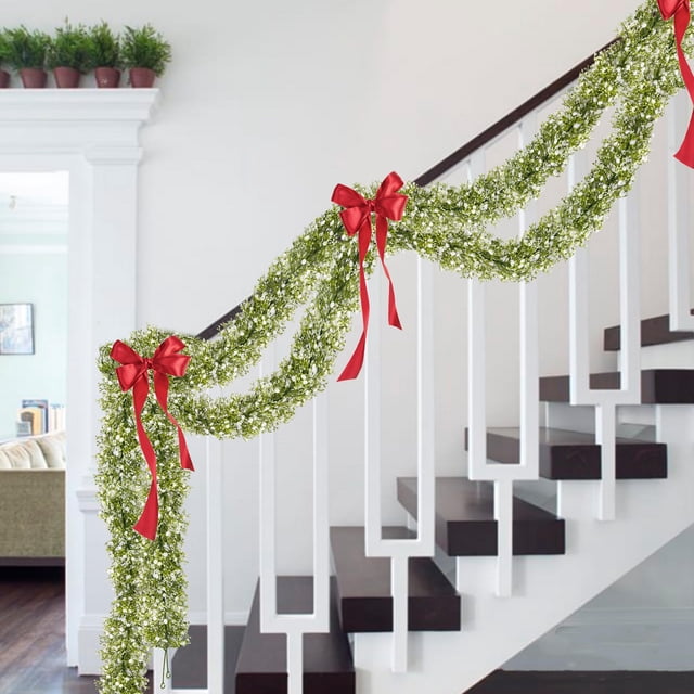 Guirnalda colgante de ratán artificial de 2 m | Decoración para árbol de Navidad y chimenea de interior | Decoración para fiestas de Acción de Gracias y festividades | Blanco, rosa, morado, azul,