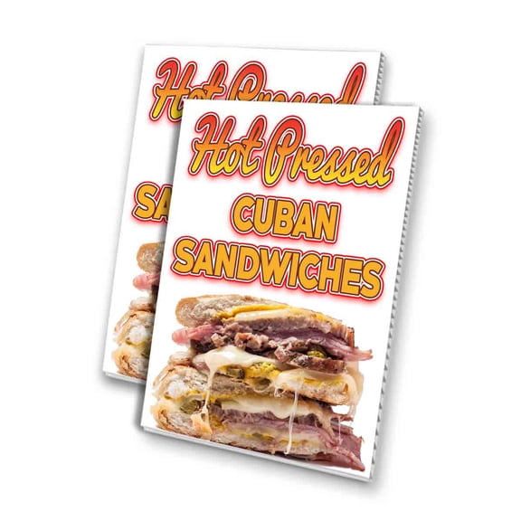 Hot Pressed Cuban Sandwiches (24" X 36") 4mm Corrugated Plastic Panel, Graphics Applied To 1 Side (Pk of 2)