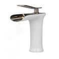 thumbnail image 4 of Grifo de lavabo de un solo orificio y una sola manija para agua fría y caliente, grifo de baño en cascada de latón, 4 of 8