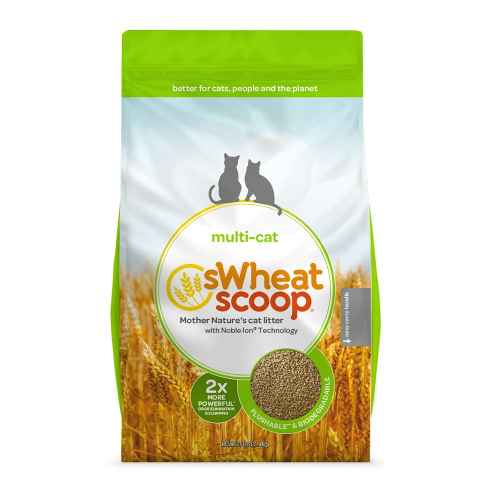 sWheat Scoop MultiCat Natural Wheat Cat Litter, 25lb Bag Walmart