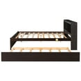 thumbnail image 6 of SYNGAR Full Bed Frame with Trundle and Storage Headboard, Platform Full Size Bed with Pull Out Trundle, Pine Trundle Bed with Headboard and Footboard, No Box Spring Needed, Espresso, 6 of 12