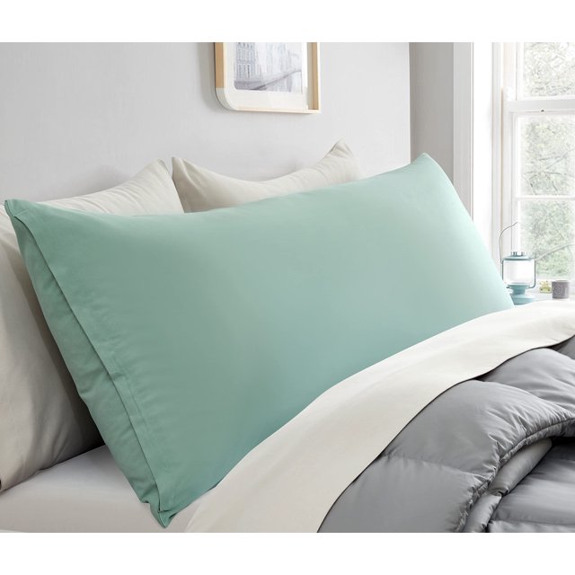 Entisn Juego de 2 fundas de almohada para el cuerpo de 1800 hilos de microfibra cepillada, suave y acogedor con cremallera oculta, 20 x 55 pulgadas, color verde salvia