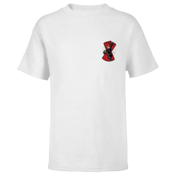 Marvel Avengers Black Widow Hourglass Hero Circle - Short Sleeve T-Shirt for Kids - Customized-White