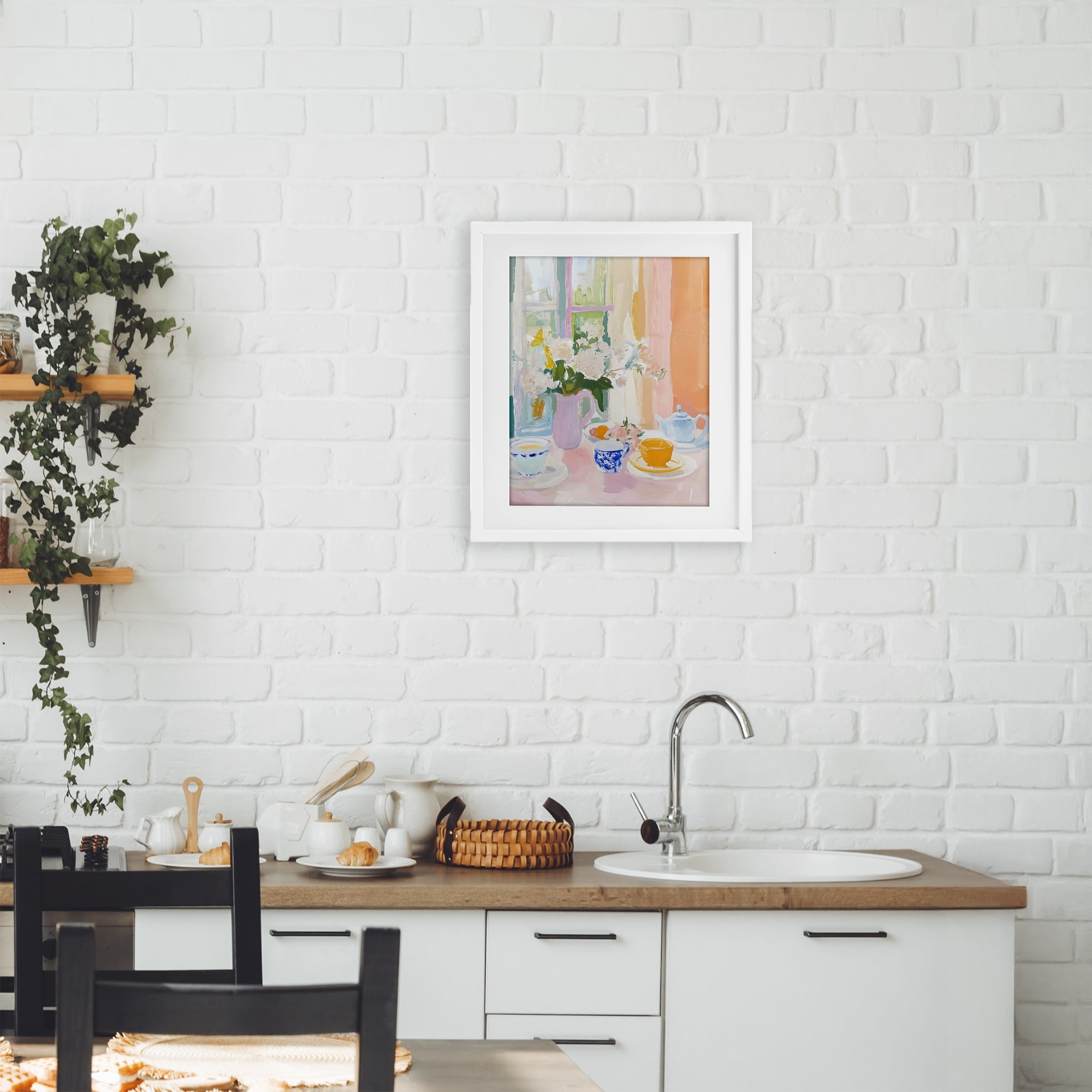 Stupell Industries Breakfast Still Life Abstraction White Framed Print Under Glass, design by The Prints Vibe