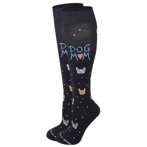 Dr. Motion Women 8-15 mmHg Compression Dog Mom Design Knee High Socks